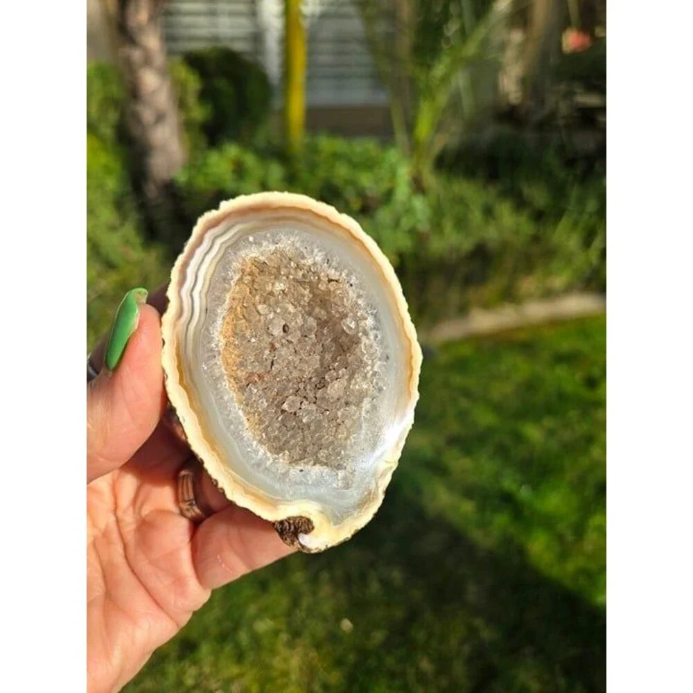 Natural Agate Geode with a Large Druzy Center